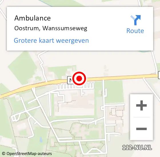 Locatie op kaart van de 112 melding: Ambulance Oostrum, Wanssumseweg op 14 december 2018 13:10