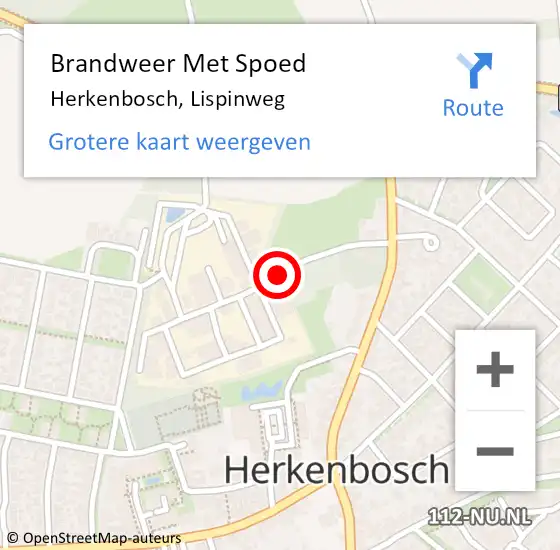 Locatie op kaart van de 112 melding: Brandweer Met Spoed Naar Herkenbosch, Lispinweg op 14 december 2018 13:34