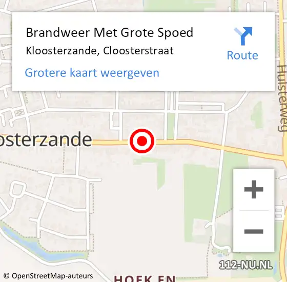 Locatie op kaart van de 112 melding: Brandweer Met Grote Spoed Naar Kloosterzande, Cloosterstraat op 14 december 2018 13:35
