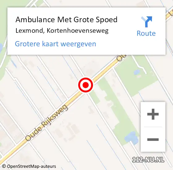 Locatie op kaart van de 112 melding: Ambulance Met Grote Spoed Naar Lexmond, Kortenhoevenseweg op 14 december 2018 13:59