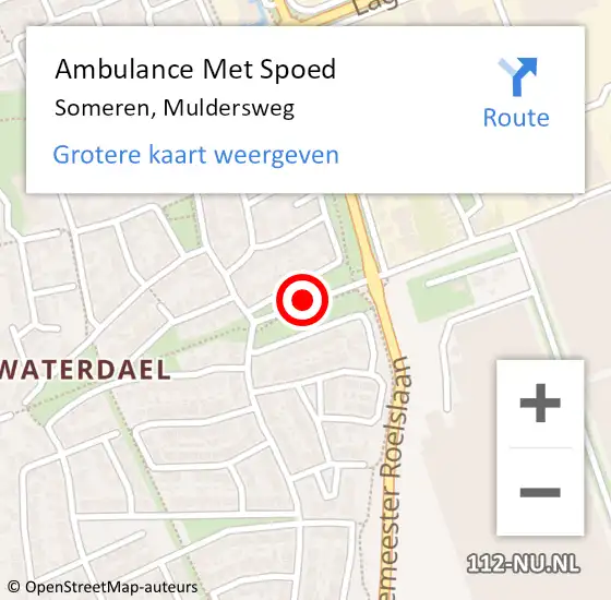 Locatie op kaart van de 112 melding: Ambulance Met Spoed Naar Someren, Muldersweg op 14 december 2018 14:17