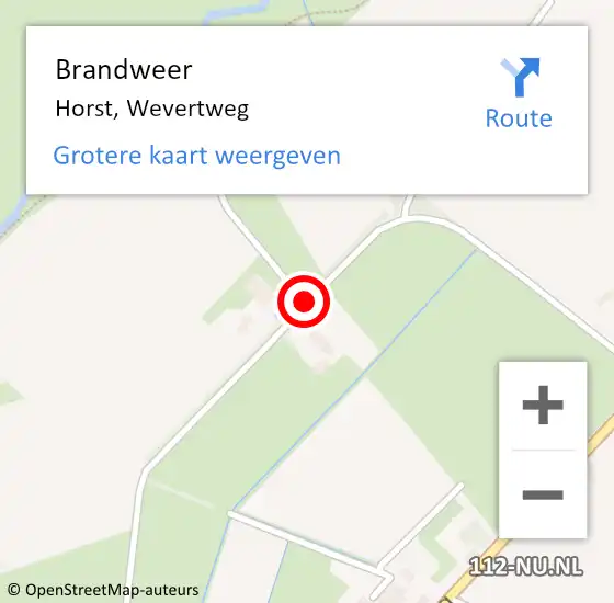 Locatie op kaart van de 112 melding: Brandweer Horst, Wevertweg op 14 december 2018 14:21