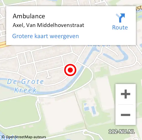 Locatie op kaart van de 112 melding: Ambulance Axel, Van Middelhovenstraat op 14 december 2018 14:25