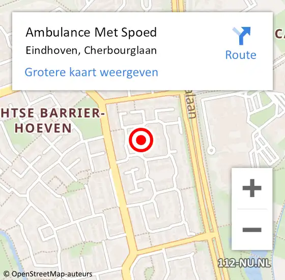 Locatie op kaart van de 112 melding: Ambulance Met Spoed Naar Eindhoven, Cherbourglaan op 14 december 2018 14:46