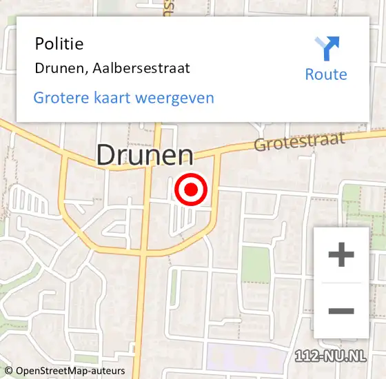 Locatie op kaart van de 112 melding: Politie Drunen, Aalbersestraat op 14 december 2018 14:58