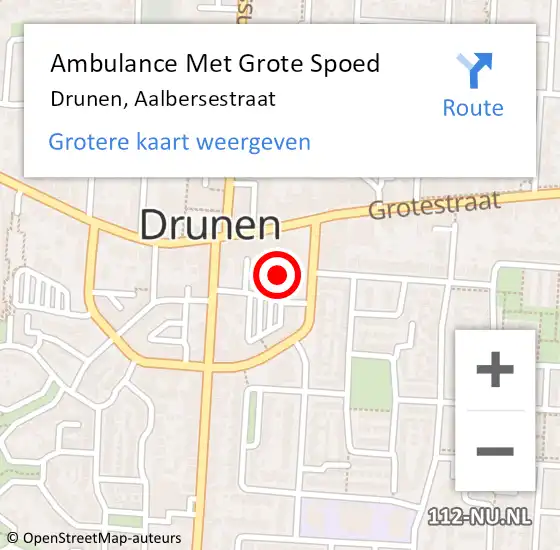 Locatie op kaart van de 112 melding: Ambulance Met Grote Spoed Naar Drunen, Aalbersestraat op 14 december 2018 15:01