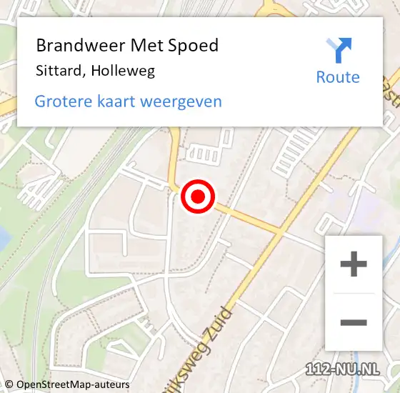 Locatie op kaart van de 112 melding: Brandweer Met Spoed Naar Sittard, Holleweg op 14 december 2018 15:28