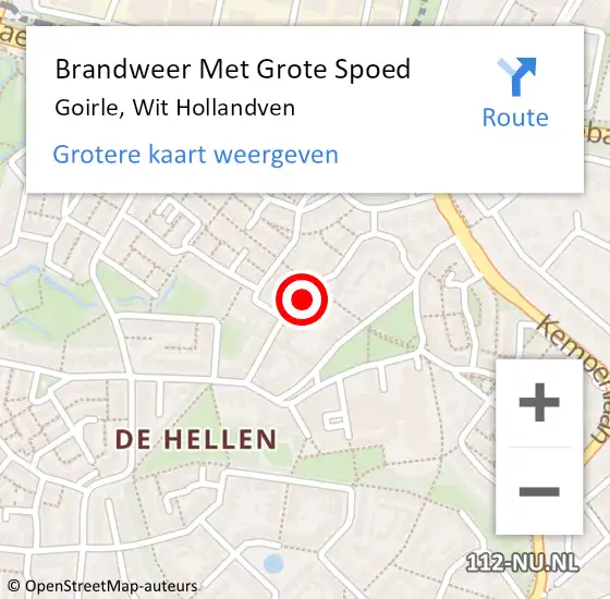 Locatie op kaart van de 112 melding: Brandweer Met Grote Spoed Naar Goirle, Wit Hollandven op 14 december 2018 16:04