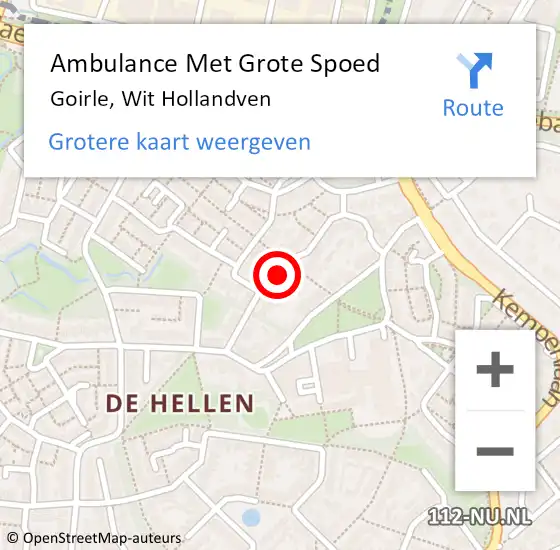 Locatie op kaart van de 112 melding: Ambulance Met Grote Spoed Naar Goirle, Wit Hollandven op 14 december 2018 16:04