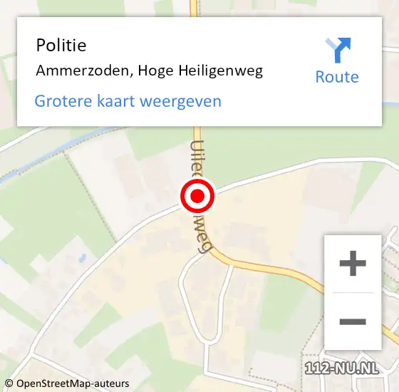 Locatie op kaart van de 112 melding: Politie Ammerzoden, Hoge Heiligenweg op 14 december 2018 16:26