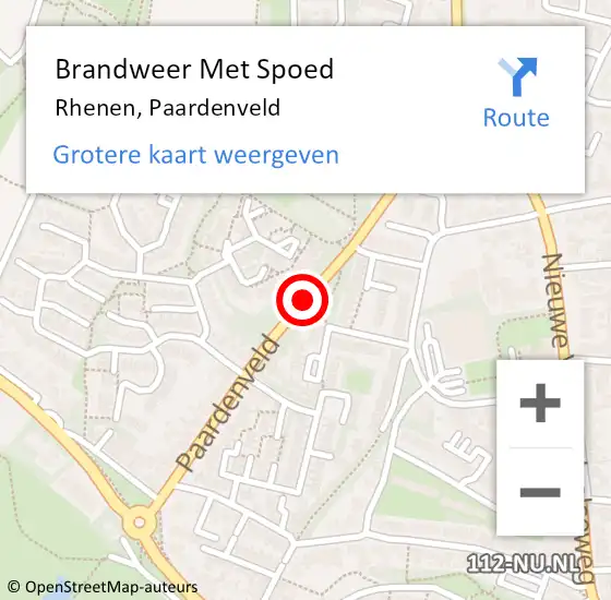 Locatie op kaart van de 112 melding: Brandweer Met Spoed Naar Rhenen, Paardenveld op 14 december 2018 17:48