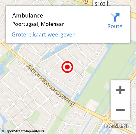 Locatie op kaart van de 112 melding: Ambulance Poortugaal, Molenaar op 14 december 2018 18:07