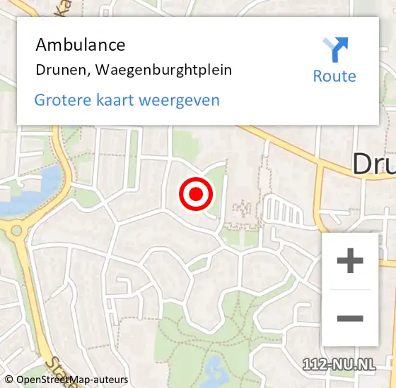 Locatie op kaart van de 112 melding: Ambulance Drunen, Waegenburghtplein op 14 december 2018 18:18