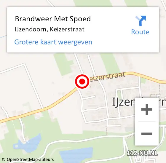 Locatie op kaart van de 112 melding: Brandweer Met Spoed Naar IJzendoorn, Keizerstraat op 14 december 2018 18:44