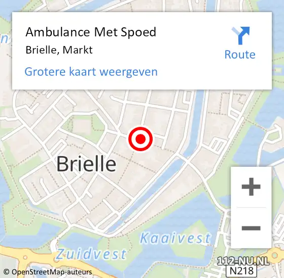 Locatie op kaart van de 112 melding: Ambulance Met Spoed Naar Brielle, Markt op 14 december 2018 18:54