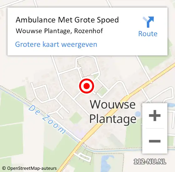 Locatie op kaart van de 112 melding: Ambulance Met Grote Spoed Naar Wouwse Plantage, Rozenhof op 14 december 2018 19:09