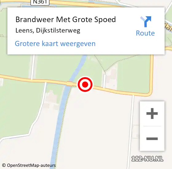 Locatie op kaart van de 112 melding: Brandweer Met Grote Spoed Naar Leens, Dijkstilsterweg op 14 december 2018 19:11