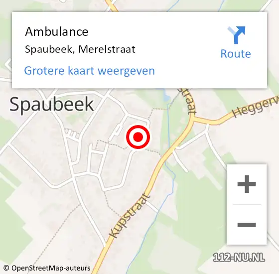 Locatie op kaart van de 112 melding: Ambulance Spaubeek, Merelstraat op 17 maart 2014 17:15