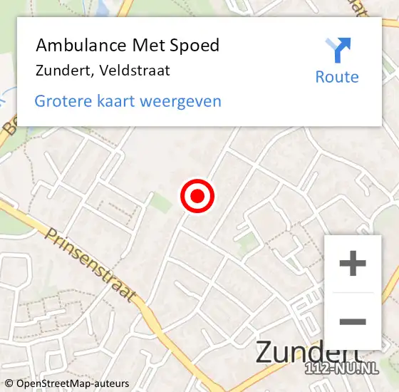 Locatie op kaart van de 112 melding: Ambulance Met Spoed Naar Zundert, Veldstraat op 14 december 2018 19:15