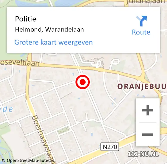 Locatie op kaart van de 112 melding: Politie Helmond, Warandelaan op 14 december 2018 20:15