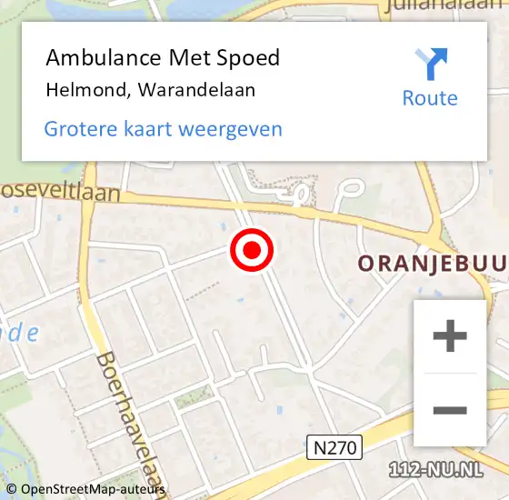 Locatie op kaart van de 112 melding: Ambulance Met Spoed Naar Helmond, Warandelaan op 14 december 2018 20:15