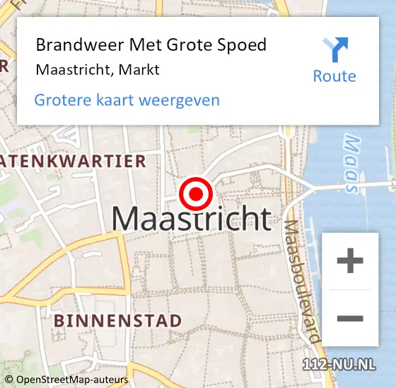Locatie op kaart van de 112 melding: Brandweer Met Grote Spoed Naar Maastricht, Markt op 14 december 2018 22:11