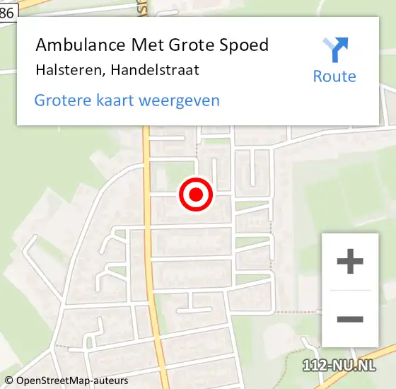 Locatie op kaart van de 112 melding: Ambulance Met Grote Spoed Naar Halsteren, Handelstraat op 14 december 2018 22:18