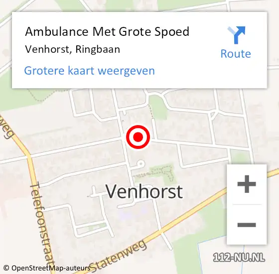 Locatie op kaart van de 112 melding: Ambulance Met Grote Spoed Naar Venhorst, Ringbaan op 14 december 2018 22:23