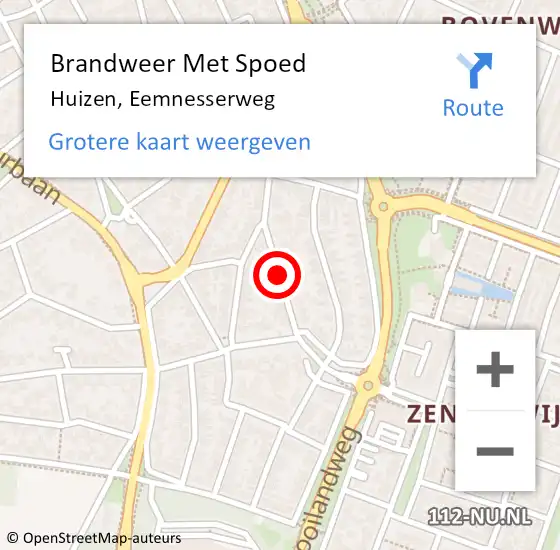 Locatie op kaart van de 112 melding: Brandweer Met Spoed Naar Huizen, Eemnesserweg op 14 december 2018 23:12