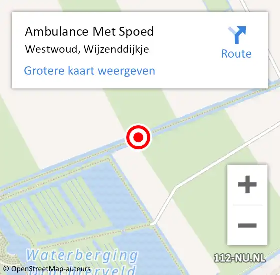 Locatie op kaart van de 112 melding: Ambulance Met Spoed Naar Westwoud, Wijzenddijkje op 14 december 2018 23:36