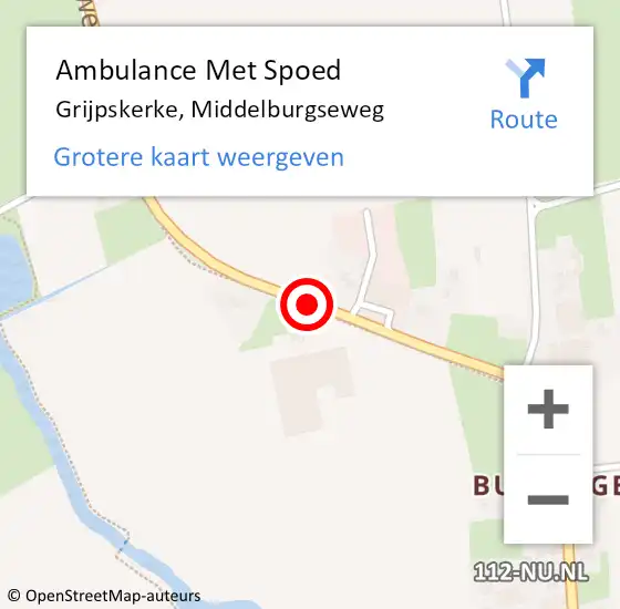 Locatie op kaart van de 112 melding: Ambulance Met Spoed Naar Grijpskerke, Middelburgseweg op 14 december 2018 23:44