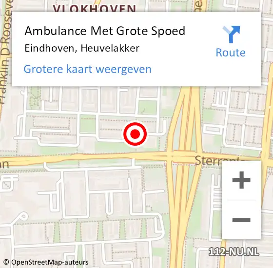 Locatie op kaart van de 112 melding: Ambulance Met Grote Spoed Naar Eindhoven, Heuvelakker op 14 december 2018 23:58