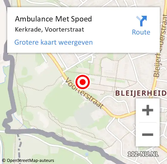 Locatie op kaart van de 112 melding: Ambulance Met Spoed Naar Kerkrade, Voorterstraat op 15 december 2018 00:34