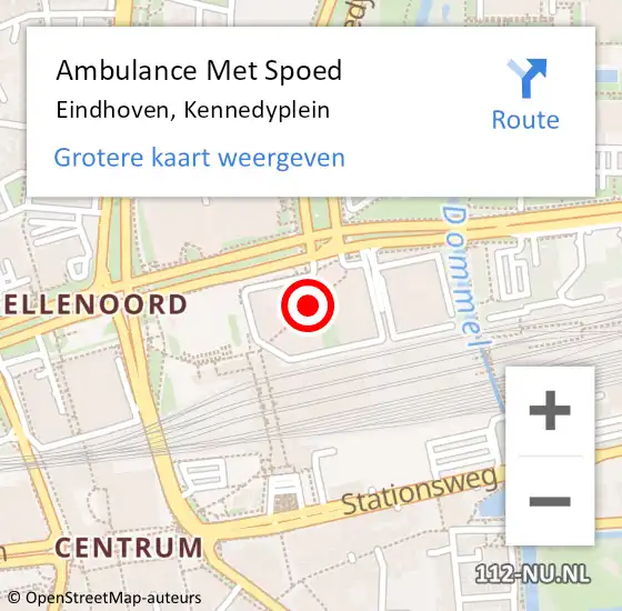 Locatie op kaart van de 112 melding: Ambulance Met Spoed Naar Eindhoven, Kennedyplein op 15 december 2018 00:49