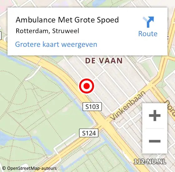 Locatie op kaart van de 112 melding: Ambulance Met Grote Spoed Naar Rotterdam, Struweel op 15 december 2018 01:22
