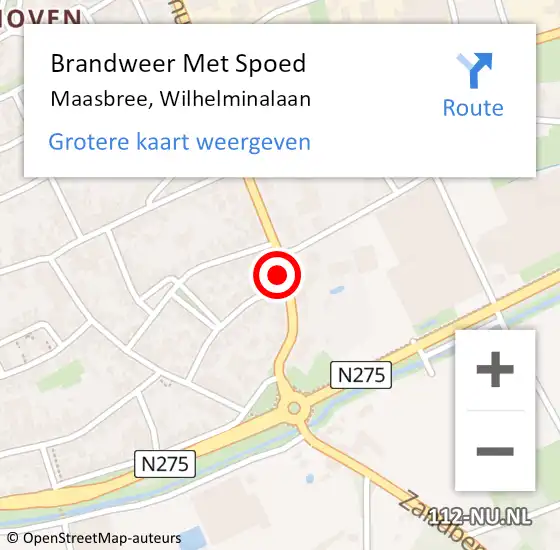 Locatie op kaart van de 112 melding: Brandweer Met Spoed Naar Maasbree, Wilhelminalaan op 15 december 2018 01:23