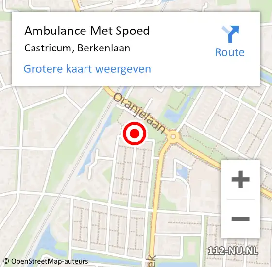 Locatie op kaart van de 112 melding: Ambulance Met Spoed Naar Castricum, Berkenlaan op 15 december 2018 02:23