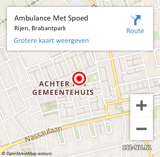 Locatie op kaart van de 112 melding: Ambulance Met Spoed Naar Rijen, Brabantpark op 15 december 2018 02:56