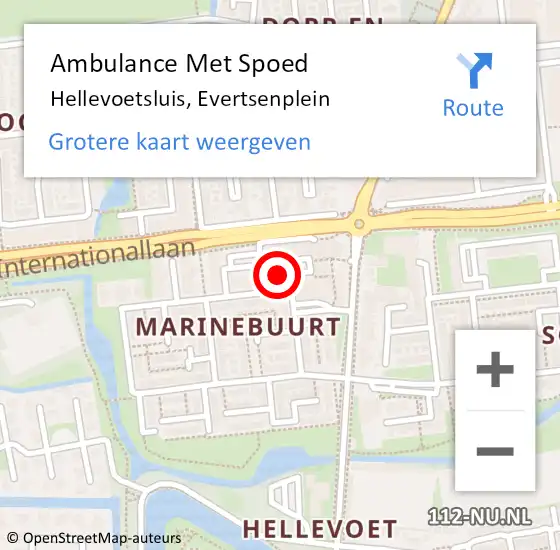 Locatie op kaart van de 112 melding: Ambulance Met Spoed Naar Hellevoetsluis, Evertsenplein op 15 december 2018 03:15