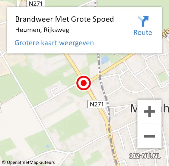 Locatie op kaart van de 112 melding: Brandweer Met Grote Spoed Naar Heumen, Rijksweg op 15 december 2018 03:21