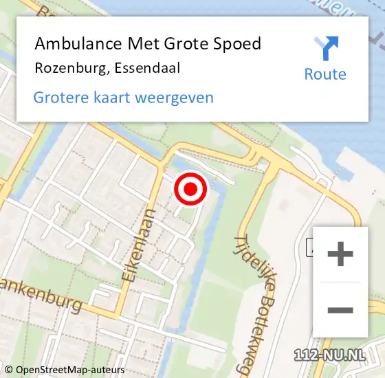 Locatie op kaart van de 112 melding: Ambulance Met Grote Spoed Naar Rozenburg, Essendaal op 15 december 2018 06:47