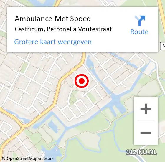 Locatie op kaart van de 112 melding: Ambulance Met Spoed Naar Castricum, Petronella Voutestraat op 15 december 2018 07:16