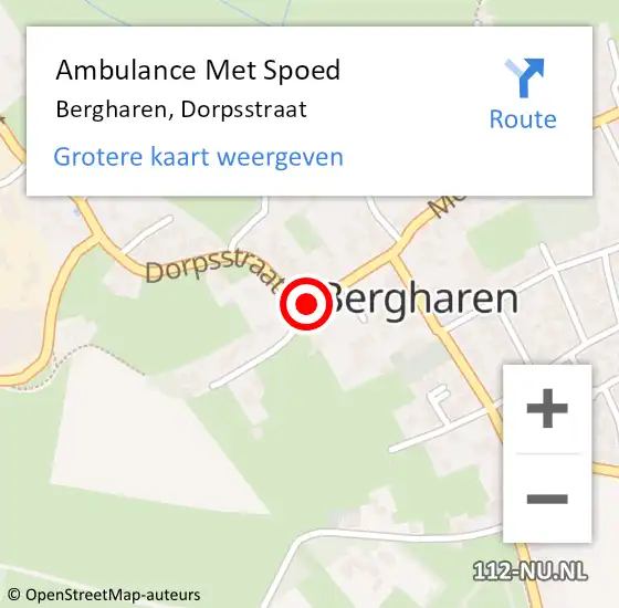 Locatie op kaart van de 112 melding: Ambulance Met Spoed Naar Bergharen, Dorpsstraat op 15 december 2018 07:19