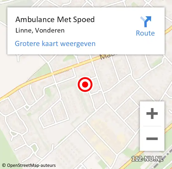 Locatie op kaart van de 112 melding: Ambulance Met Spoed Naar Linne, Vonderen op 15 december 2018 07:30