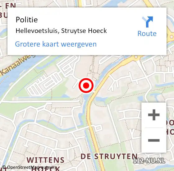 Locatie op kaart van de 112 melding: Politie Hellevoetsluis, Struytse Hoeck op 15 december 2018 09:50