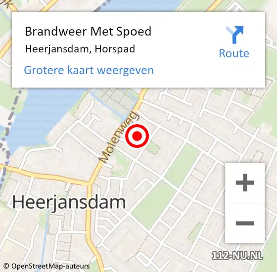 Locatie op kaart van de 112 melding: Brandweer Met Spoed Naar Heerjansdam, Horspad op 15 december 2018 10:23