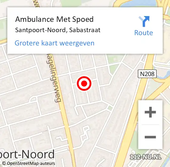 Locatie op kaart van de 112 melding: Ambulance Met Spoed Naar Santpoort-Noord, Sabastraat op 15 december 2018 10:27