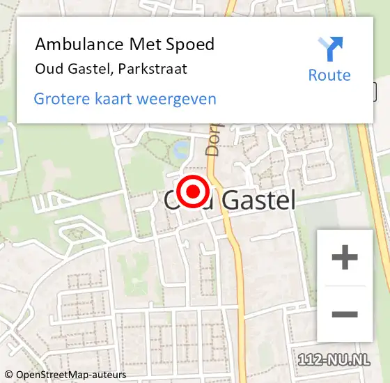 Locatie op kaart van de 112 melding: Ambulance Met Spoed Naar Oud Gastel, Parkstraat op 15 december 2018 10:41