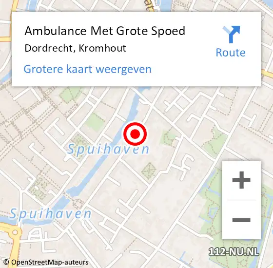 Locatie op kaart van de 112 melding: Ambulance Met Grote Spoed Naar Dordrecht, Kromhout op 15 december 2018 10:55