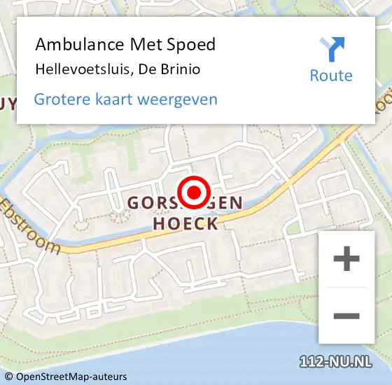 Locatie op kaart van de 112 melding: Ambulance Met Spoed Naar Hellevoetsluis, De Brinio op 15 december 2018 12:35